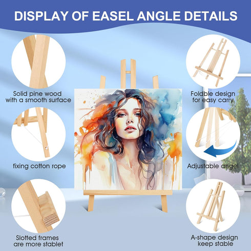ESRICH 2 Pack 11.8" Wood Easels, Small Tabletop Display Stand for Painting, Kids Student Easels