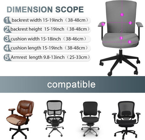 4 Set Tallew Pieces Office Chair Covers Computer Universal Protective Stretchable Chair Seat Covers Desk Armrest