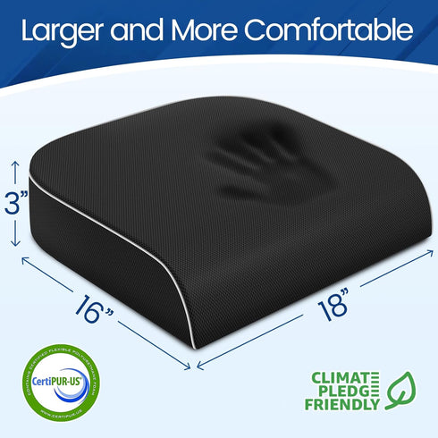 SweetSlubr Tailbone Seat Cushion for Pain Relief, Office Chair Cushion, Memory Foam Large Cushion with Non-Slip Cover