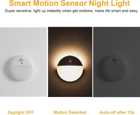 YUNLEX 2 Pack 2.6" Dimmable 3 Motion Sensor Light Indoor, Small Stick on Lights for Stairs, Bathroom, Battery Night