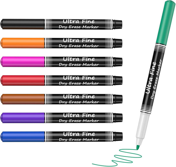 MaxGear Ultra Fine Dry Erase Markers, Extra Ultra Fine Point Markers for Office, 8 Count in Assorted Colors