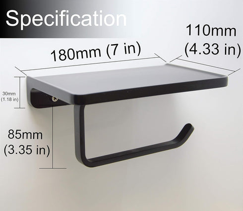 Commercial Linkaa Wall Mount Toilet Paper Holder with Shelf Matte BlackZinc Alloy Toilet Tissue Holder with Phone