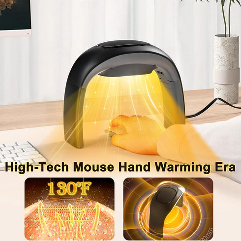 Desk Mouse Pad Hand Warmer, 110v 100w Heated Mouse Pad, Energy Efficient Ceramic Office Desk Heater - Black