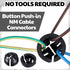 100 Pcs Non Metallic Button Push-in Cable Connector, Black Snap Connector for Junction Box (3/8 Trade Size)