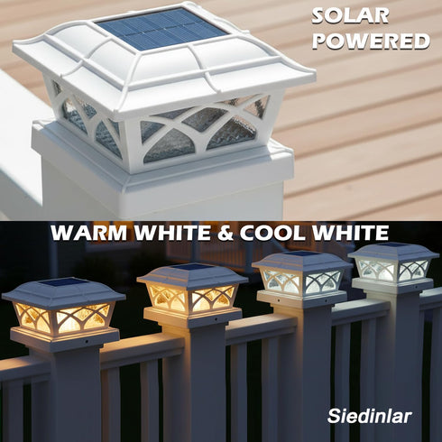 2 8 4x4 5x5 6x6 (1 Pack) SIEDiNLAR Solar Post Cap Lights Outdoor Glass Color Modes LEDs for Posts Fence Deck Patio