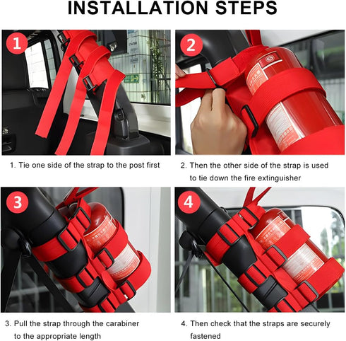Ohleats Roll Bar Fire Extinguisher Holder, Adjustable Fire Extinguisher Mount Strap with American Flag Pattern, Car