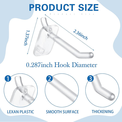 120 Pcs 2.4 Inch Plastic Pegboard Hooks Peg Board Shelving Hooks Pegboard Locking Hooks for Peg Boards Craft, Storage, Garage, Kitchen, Tools and More (Clear) by Sawysine