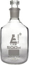 EISCO Borosilicate Glass Reagent Bottle, Narrow Mouth with Interchangeable Hexagonal Stopper - 500ml Labs