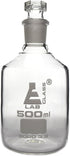 EISCO Borosilicate Glass Reagent Bottle, Narrow Mouth with Interchangeable Hexagonal Stopper - 500ml Labs