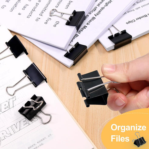 Coideal Black Binder Clips Medium, 1.25 Inch Metal Paper Clips, 24 Pcs for Office School