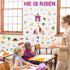 Easter Jesus He is Risen Bulletin Board Decorations, Religious Jesus Resurrection Cross Cutouts for Sunday School Spring