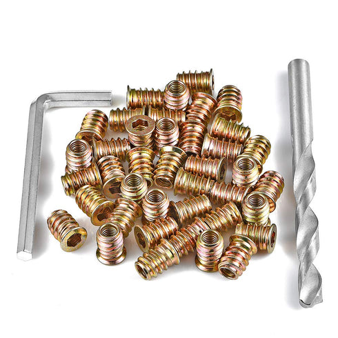 200 Pieces M6 Wood Inserts Bolt, Furniture Screw in Nut Threaded Fastener Connector for Wood Furniture (200 Pcs)