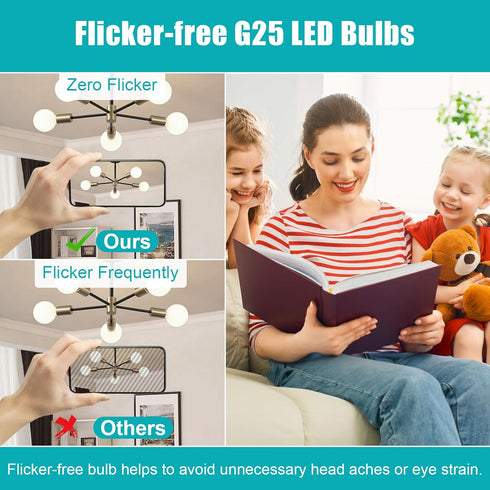 12 Pack Bulbs 4000K E26 Bulb, 60W G25 Bulb 120V, CRI85+, 500LM, Non-dimmable hansang Vanity Light for Bathroom, Natural