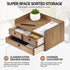 KIRIGEN Desk Organizer with Drawers - Wooden Storage Box with Trays for Office Supplies, Dark Brown