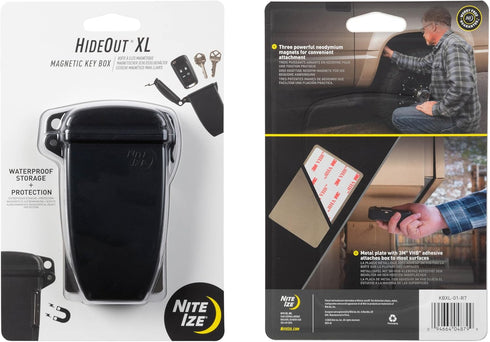 Nite Ize Hideout Magnetic Key Box, Waterproof Key Hider & Storage for Spare Keys, Extra Large, Black