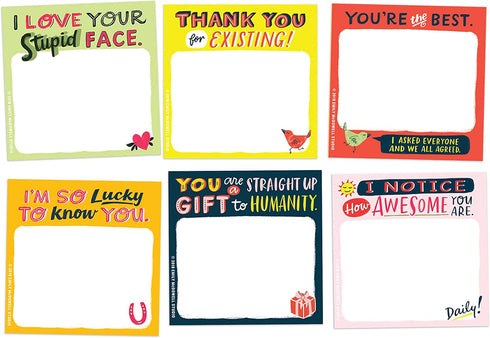 Em & Friends Thank You Sticky Note Packet, 6 Pads Set, 2.75 x 2.75-Inches, 40-Sheets Each