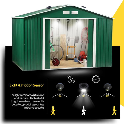 BRIGHTICONIC Solar Motion Sensor Light LED Powered Motion Activated Lighting for Shed, Portable Toilet, Chicken Coop