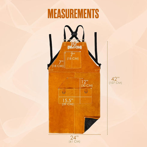 24 42 Houseables Leather Apron, Welding Apron, For Men, Blacksmith, Work Bib, Heat Resistant, Welder Gear, Forging