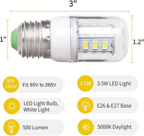 Belleone 5304511738 LED Refrigerator Light Bulb Compatible with Frigidaire Crosley Ken More Refrigerator, 3.5W KEI D34L Bulb Replace PS12364857 AP6278388 (85V-265V White Light Color) - 2 Pack by Belleone