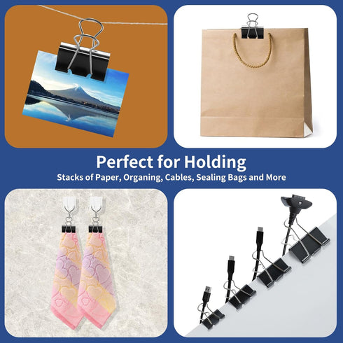 BainGesk 210 pcs Binder Clips Assorted Sizes, X Large to Micro Metal Paper Clips for Office Home School Supplies