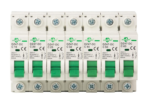 DC Miniature Circuit Breaker - Mini Home Circuit Breaker 12V-250V DZ47-63 Din Rail Mount 1 Pole 25A