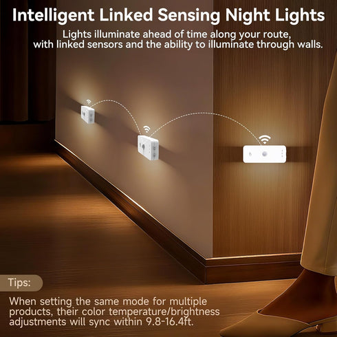 3 Closet (6-Pack) Yiliaw Motion Sensor Night Lights Indoor - Rechargeable Stick-On Stair Lights with Wireless Magnetic