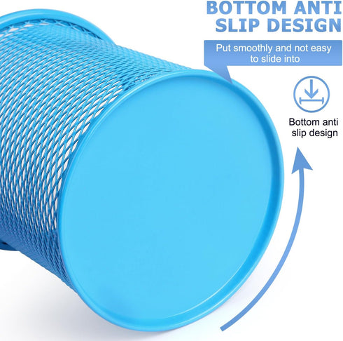 Tamaki Wire Mesh Pen Holder Cup for Desk, Blue Pencil Organizer for Office