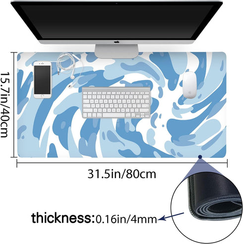Fluid Pattern XXL Mouse Pad, Super Thick Waterproof Large Gaming Mousepad with Non-Slip Base