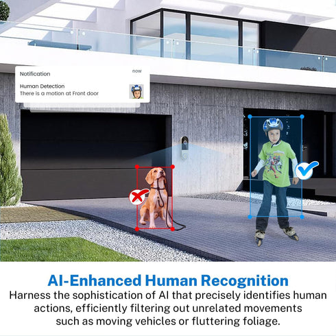 NexoSora 1080p 2-Way 2.4Ghz Wireless Doorbell Camera with Receiver, AI Human Detection, Audio, Night Vision, Cloud