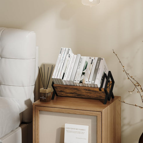 YINMIT Wood Desktop Bookshelf, Retro Tabletop Bookshelf, Desk Shelf for Top of Desk in Living Room, Home, Office