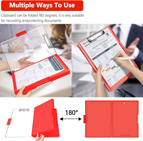 Clipboard with Storage | Heavy Duty Clip Boards 8.5x11 with 2 Storage Cases, Nursing Clipboard Folder