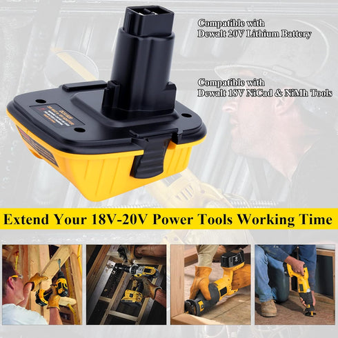 2 Pack DCA1820 Adapter for DEWALT 18v to 20v, Compatible with Dewalt 20V Max Battery DCB203 to 18V XRP