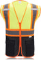 High Visibility Reflective Safety Vest with Zipper and Pockets, Medium (Yellow & Black)