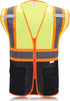High Visibility Reflective Safety Vest with Zipper and Pockets, Medium (Yellow & Black)