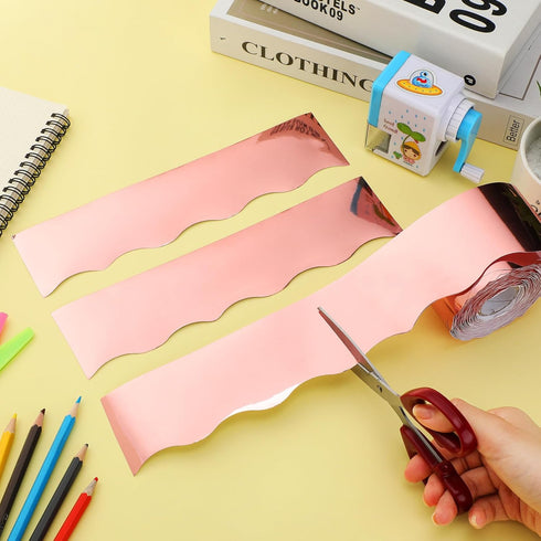 Ecally 65.6 ft Scalloped Bulletin Board Borders - Decorative Trim for School Classroom & Home Decor (Light Pink)