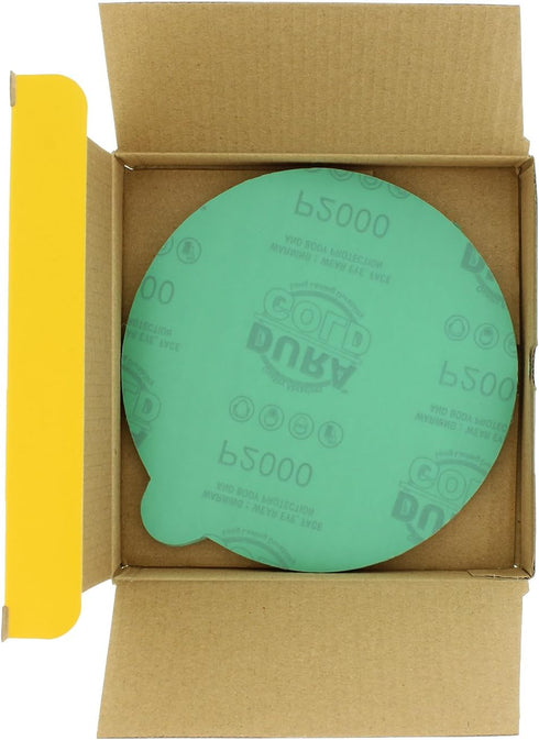 Dura-Gold Premium 6" Green Film PSA Sanding Discs - 2000 Grit, Box of 25, Self Adhesive Sandpaper for Automotive & Wood