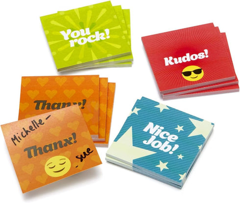 Trainers Warehouse Mini Kudos Sticky Notes, Set of 12, Clever & Colorful, Recognize Contributions, Measures 2.25" Square