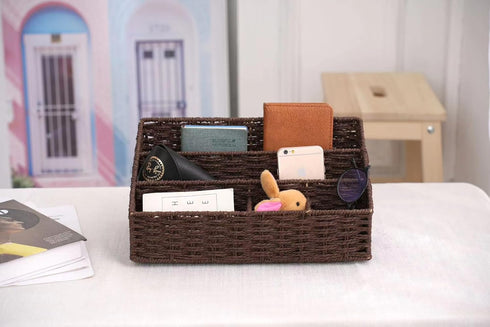 Desk Organizer and Storage - Mail Organizer Countertop, Magazine File Holder, Dark Brown