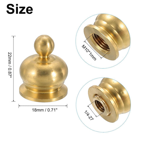 PATIKIL 18 22mm 3 Set x Lamp Finials Caps Knob, Solid Brass Lamp Shade Top Decoration Screw Cap Nuts with Brass