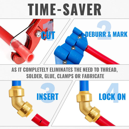 SUNGATOR 1/2 Inch 45 Degree Elbow, No Lead Brass Plumbing Fittings, Push to Connect PEX, Copper, CPVC, PE-RT, Pack of 3