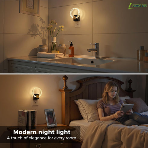 2 Pack 3000K 0-100LM L LOHAS LED Night Lights Plug into Wall, Plug in Night Lights with Light Sensor, Soft White