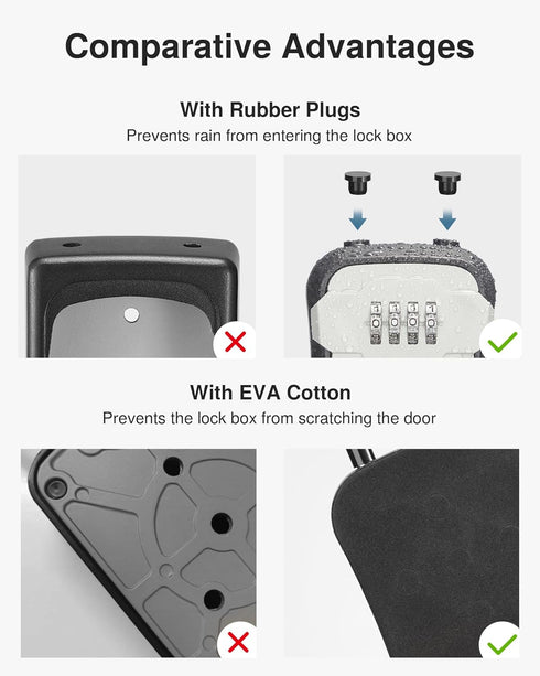 Resettable (1 Pack, Puroma Lock Box, Key Lock Box Wall Mount & Portable Combination Lockbox with Code, Security Lockbox