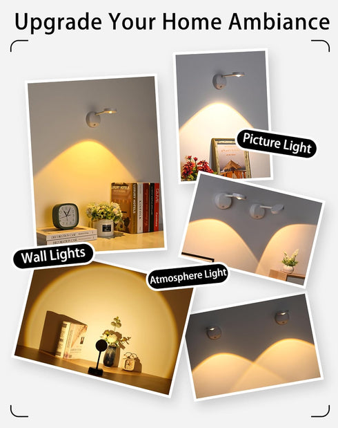 Generic 2200mAh Bulb 3 Dimmable 360 2 Cat's Eye Motion Sensor Picture Light, LED Wall Sconce, Spotlight Painting Night