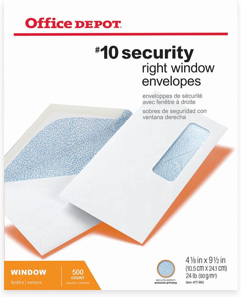 Office Depot Medical Claim Business Envelopes, #10, White, Box of 500