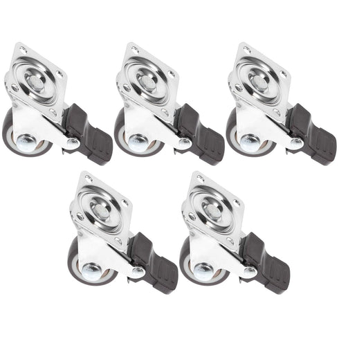 NUOBESTY 5pcs 1 Inch TPR Swivel Stem Casters Grey Silent Replacement Wheels
