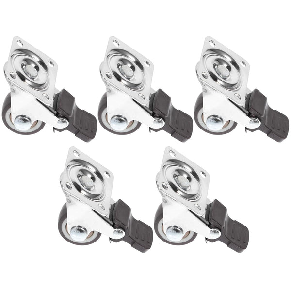 NUOBESTY 5pcs 1 Inch TPR Swivel Stem Casters Grey Silent Replacement Wheels