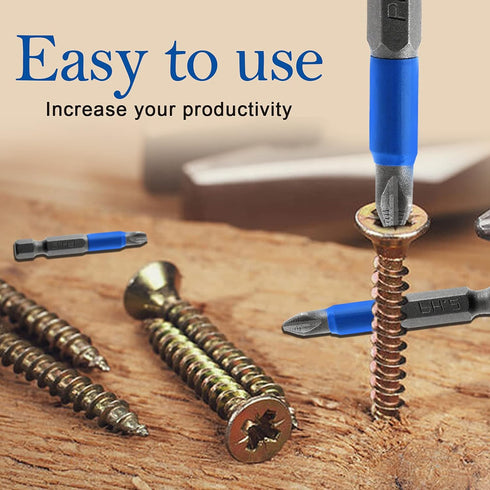 10 Pcs Magnetic Phillips Screwdriver Bit Set, 2.56 Inch Long PH2 Non-Slip Electric Screwdriver Bits with 1/4" Hex