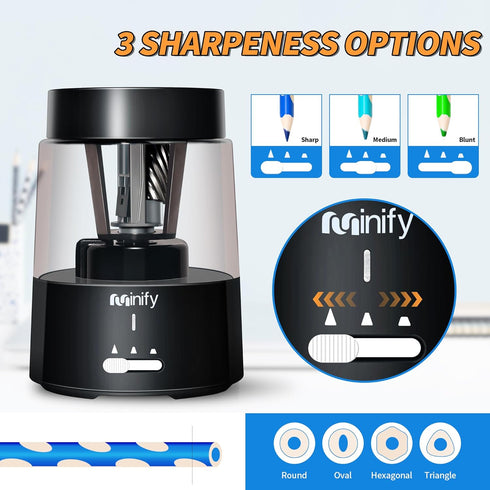 Electric Pencil Sharpener Heavy Duty Blade, Rechargeable Battery Powered for 6-8mm Colored Pencils, Auto Stop