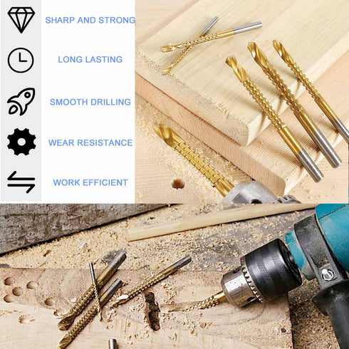Titanium Coated HSS Twist Drill Bits, 8Pcs 3-10mm for Wood, Metal, Plastic Hole Cutting