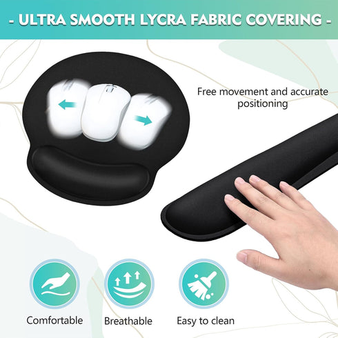 TONOS Mouse Pad and Keyboard Wrist Rest- Ergonomic Wrist Rest for Computer Keyboard and Mouse Pad, Memory Foam Wrist